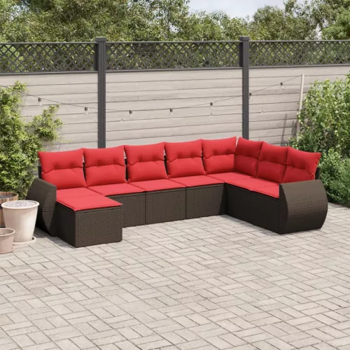 8 db barna polyrattan kerti kanapégarnitúra párnákkal