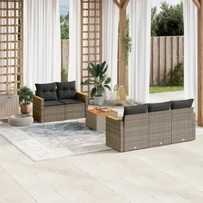   6 részes szürke polyrattan kerti ülőgarnitúra párnákkal