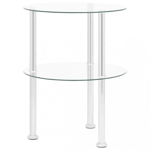 322787  2-Tier Side Table Transparent 38 cm Tempered Glass