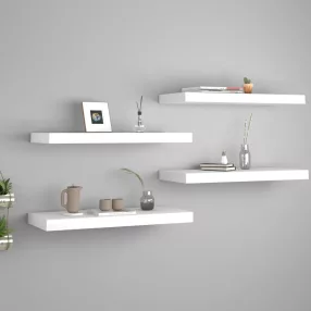 4 db fehér MDF lebegő fali polc 60 x 23,5 x 3,8 cm