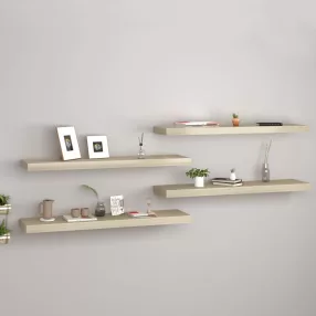 4 db tölgyszínű MDF lebegő fali polc 90 x 23,5 x 3,8 cm
