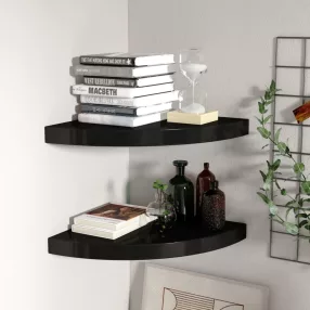 323920 Floating Corner Shelves 2 pcs Black 35x35x3,8 cm MDF