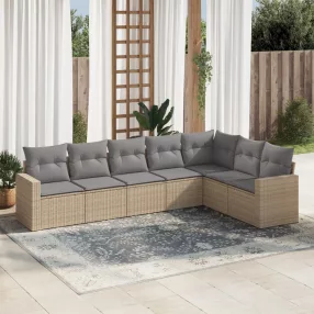 7 részes bézs polyrattan kerti ülőgarnitúra párnákkal