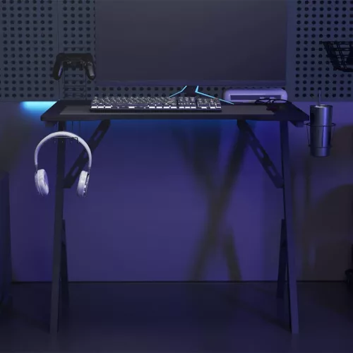 fekete Y-lábú gamer asztal 90 x 60 x 75 cm
