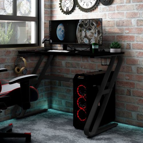 Fekete ZZ-lábú gamer asztal 90 x 60 x 75 cm