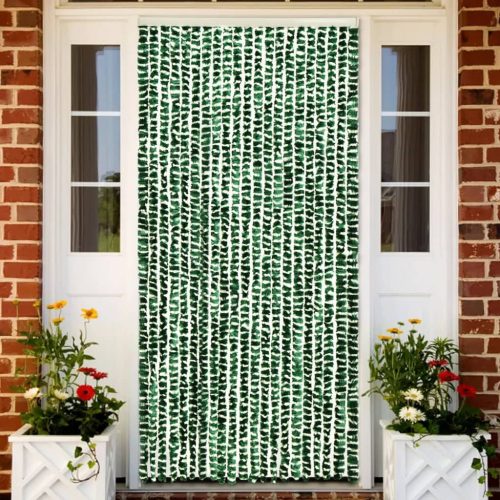 zöld és fehér zsenília rovarfüggöny 90 x 220 cm