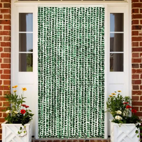 zöld és fehér zsenília rovarfüggöny 100 x 220 cm