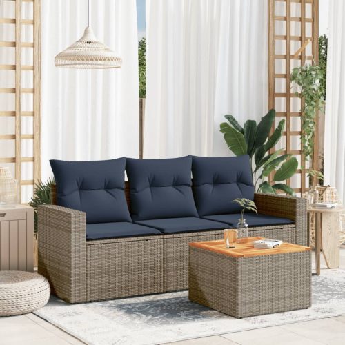 4 részes szürke polyrattan kerti ülőgarnitúra párnával