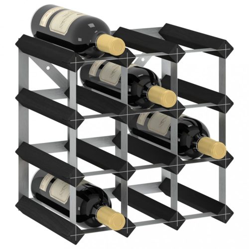 fekete tömör fenyőfa bortartó állvány 12 palackhoz