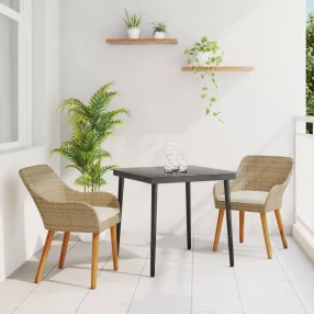 3 részes Kert Étkező Szett Bézs Poly Rattan