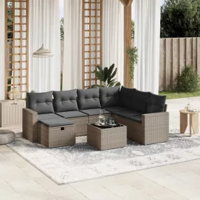   8 részes szürke polyrattan kerti ülőgarnitúra párnákkal