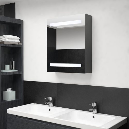 szürke LED-es tükrös fürdőszobaszekrény 50 x 14 x 60 cm