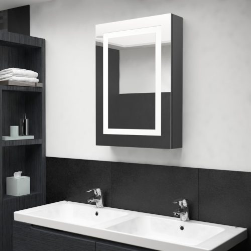 szürke LED-es tükrös fürdőszobaszekrény 50 x 13 x 70 cm