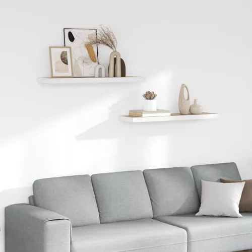 vidaXL 2 db fehér-tölgyszínű MDF lebegő fali polc 90 x 23,5 x 3,8 cm