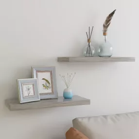 2 db betonszürke MDF lebegő fali polc 60 x 23,5 x 3,8 cm