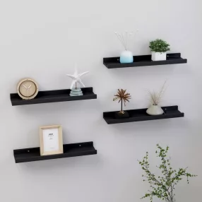 4 db fekete fali polc 40 x 9 x 3 cm