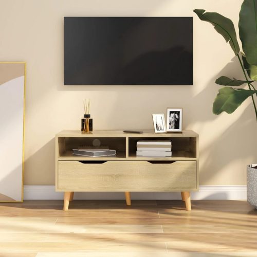 Sonoma-tölgyszínű forgácslap TV-szekrény 90 x 40 x 48,5 cm