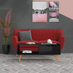   magasfényű fekete szerelt fa dohányzóasztal 100 x 49,5 x 43 cm