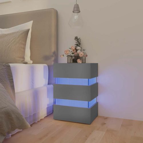 szürke szerelt fa LED-es éjjeliszekrény 45 x 35 x 67 cm