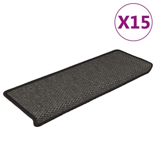 15 db szizál hatású antracitszürke lépcsőszőnyeg 65x21x4 cm