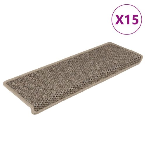 15 db szizál hatású sötét bézsszínű lépcsőszőnyeg 65x21x4 cm