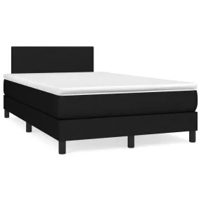   vidaXL fekete szövet rugós és LED-es ágy matraccal 120x190 cm