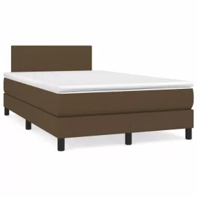   vidaXL barna szövet rugós és LED-es ágy matraccal 120x190 cm