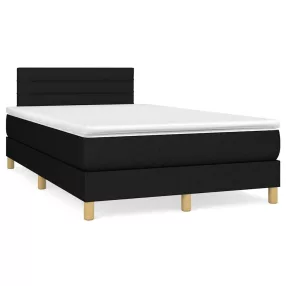 fekete szövet rugós és LED-es ágy matraccal 120 x 190 cm