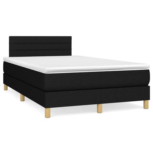 fekete szövet rugós és LED-es ágy matraccal 120 x 190 cm