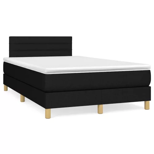 fekete szövet rugós és LED-es ágy matraccal 120 x 190 cm