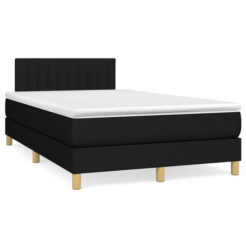 fekete szövet rugós és LED-es ágy matraccal 120x190 cm