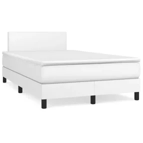 fehér műbőr rugós és LED-es ágy matraccal 120x190 cm