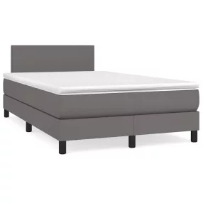   vidaXL szürke műbőr rugós és LED-es ágy matraccal 120x190 cm