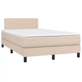  vidaXL cappuccino színű műbőr rugós és LED-es ágy matraccal 120x190 cm