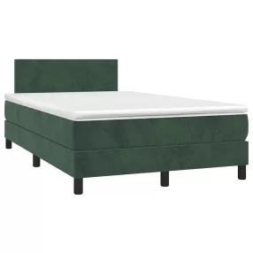  sötétzöld bársony rugós és LED-es ágy matraccal 120x190 cm