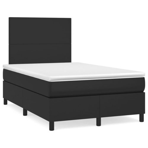 fekete műbőr rugós és LED-es ágy matraccal 120x190 cm