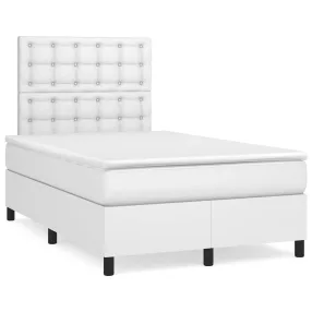   vidaXL fehér műbőr rugós és LED-es ágy matraccal 120x190 cm 