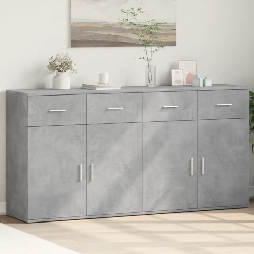 2 db betonszürke szerelt fa tálalószekrény 79 x 38 x 80 cm