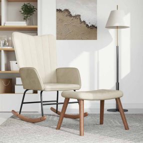 krémfehér bársony hintaszék lábtartóval