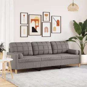   3 személyes tópszínű szövetkanapé díszpárnákkal 210 cm