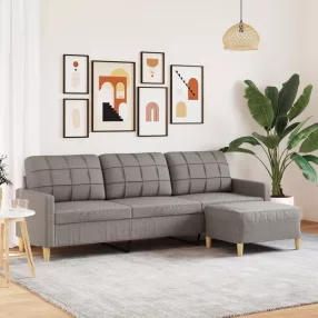   3 személyes tópszínű szövet kanapé lábtartóval 210 cm
