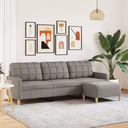 3 személyes tópszínű szövet kanapé lábtartóval 210 cm