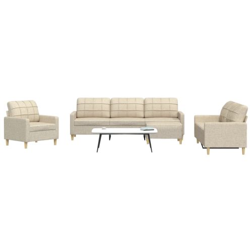 4 részes krémszínű szövet ülőgarnitúra lábzsámollyal