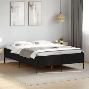 fekete szerelt fa és fém ágykeret 135 x 190 cm
