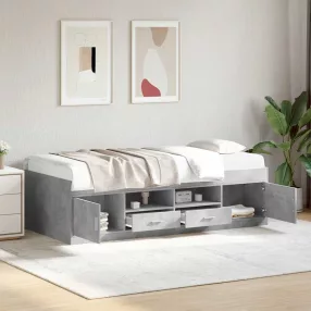 betonszürke kanapéágy fiókkal matrac nélkül 75x190 cm