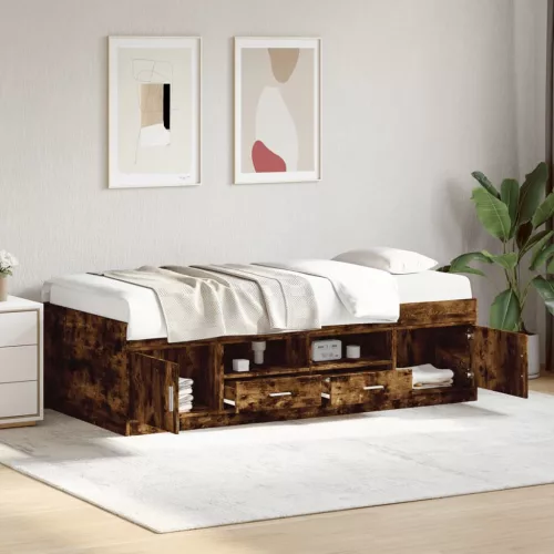 füstös tölgy kanapéágy fiókkal matrac nélkül 75x190 cm