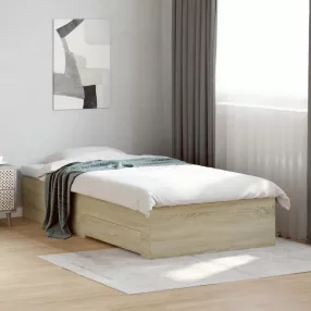   vidaXL sonoma tölgy színű szerelt fa ágykeret 90 x 200 cm
