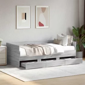   vidaXL szürke sonoma kanapéágy fiókkal matrac nélkül 100x200 cm
