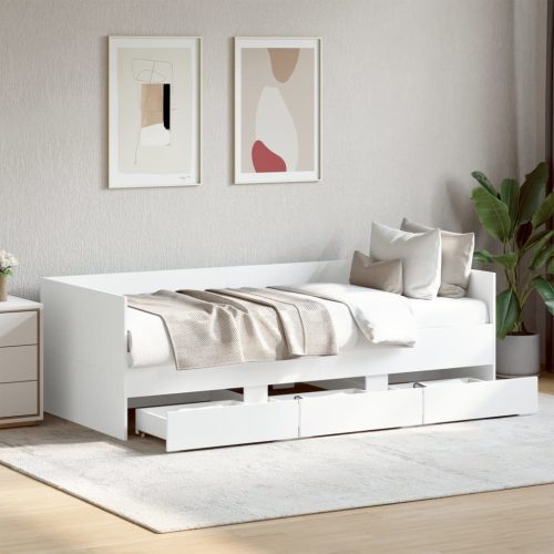 fehér kanapéágy fiókkal matrac nélkül 90x200 cm
