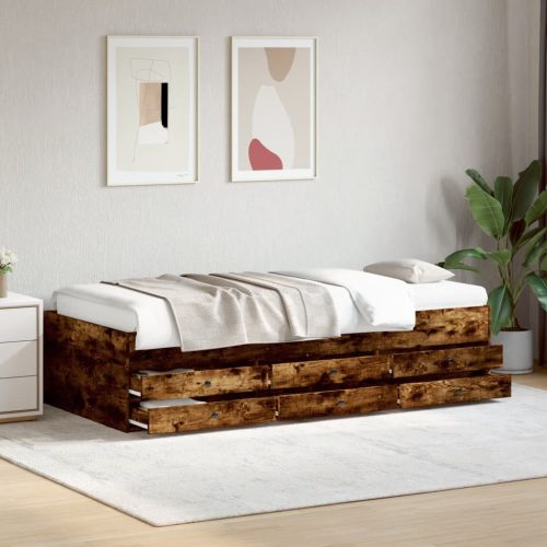 füstös tölgy kanapéágy fiókkal matrac nélkül 100x200 cm